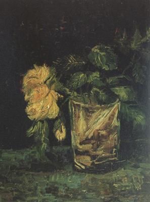 Vincent Van Gogh Glass with  Roses (nn04) oil painting picture